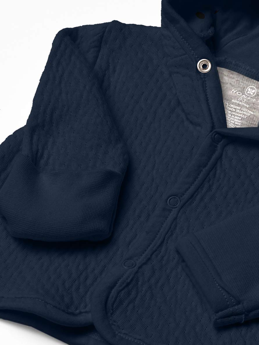 HonestBaby Organic Cotton Matelasse Snap-Front Hooded Jacket Suéter de cárdigan Unisex bebé