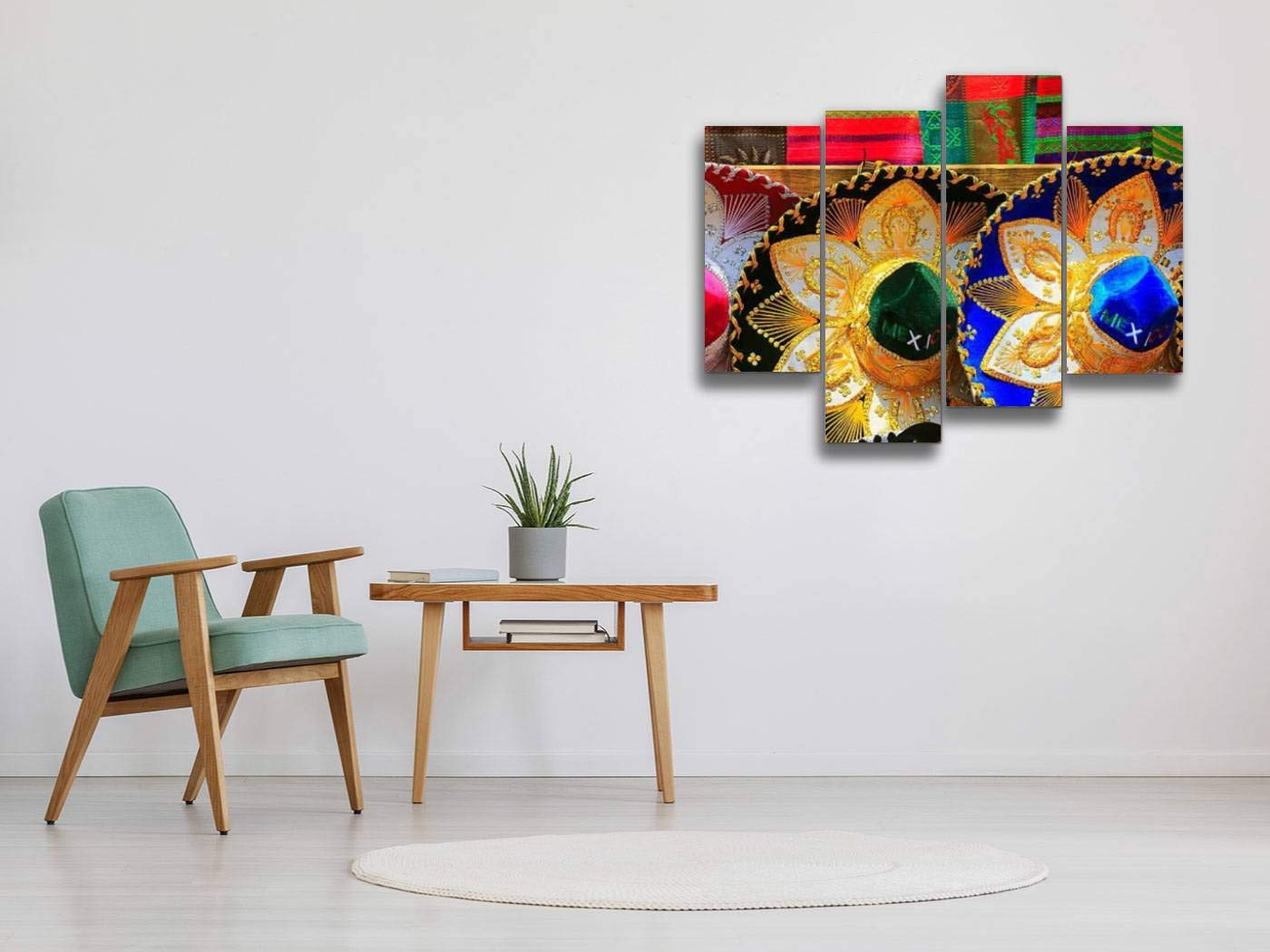 D1eep Lienzo para Pared con diseño de Arte de cerámica, 4 Paneles, Listo para Colgar