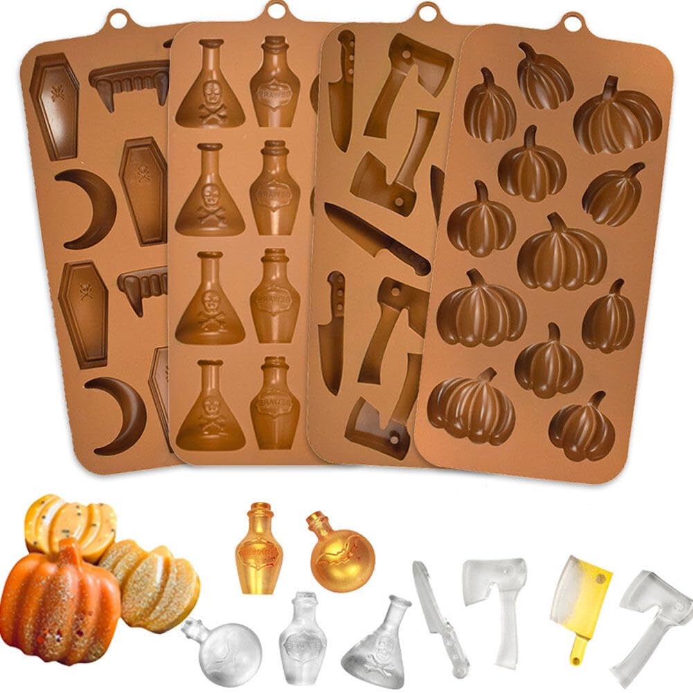 Lot De 2 Moules à Gâteau D'Halloween En Silicone En Forme De Citrouille, Chauve-souris, Fantôme, Pour Bonbons, Bonbons, Chocolat, Crème Glacée, Outils