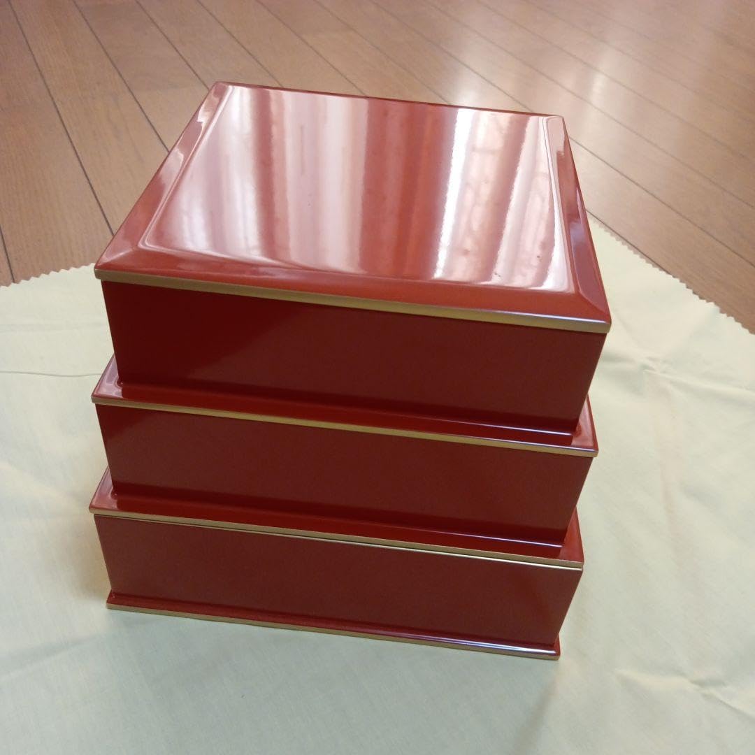赤色 漆器 重箱 3段 赤色漆器重箱 3段 アンティーク アンティーク重箱・お膳・漆器