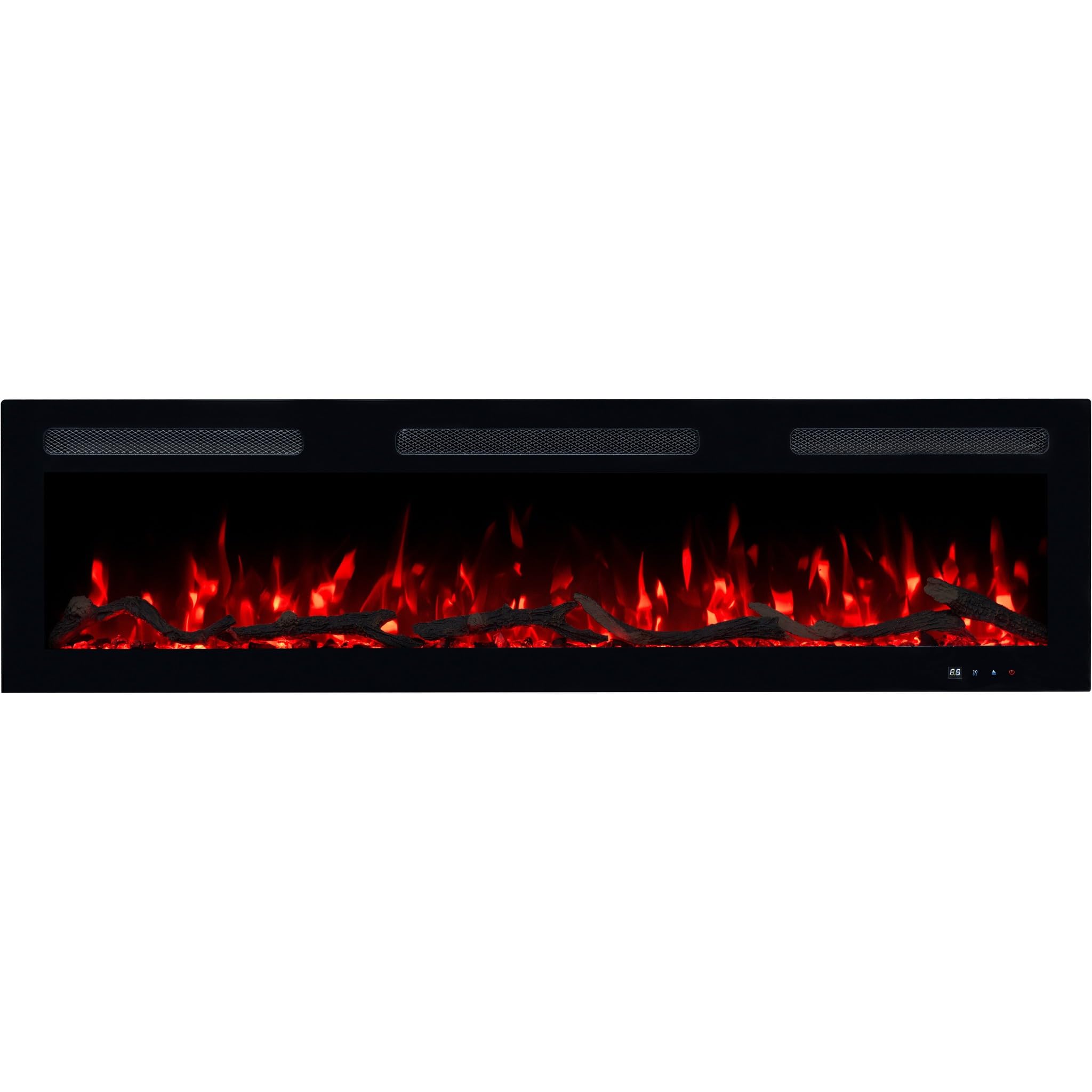 Kominek elektryczny Emotion Flame Monarch 127 - ogień premium - na ścianę i do zabudowy - 127x13x35 cm - kominek LED z grzaniem 900/1800 W