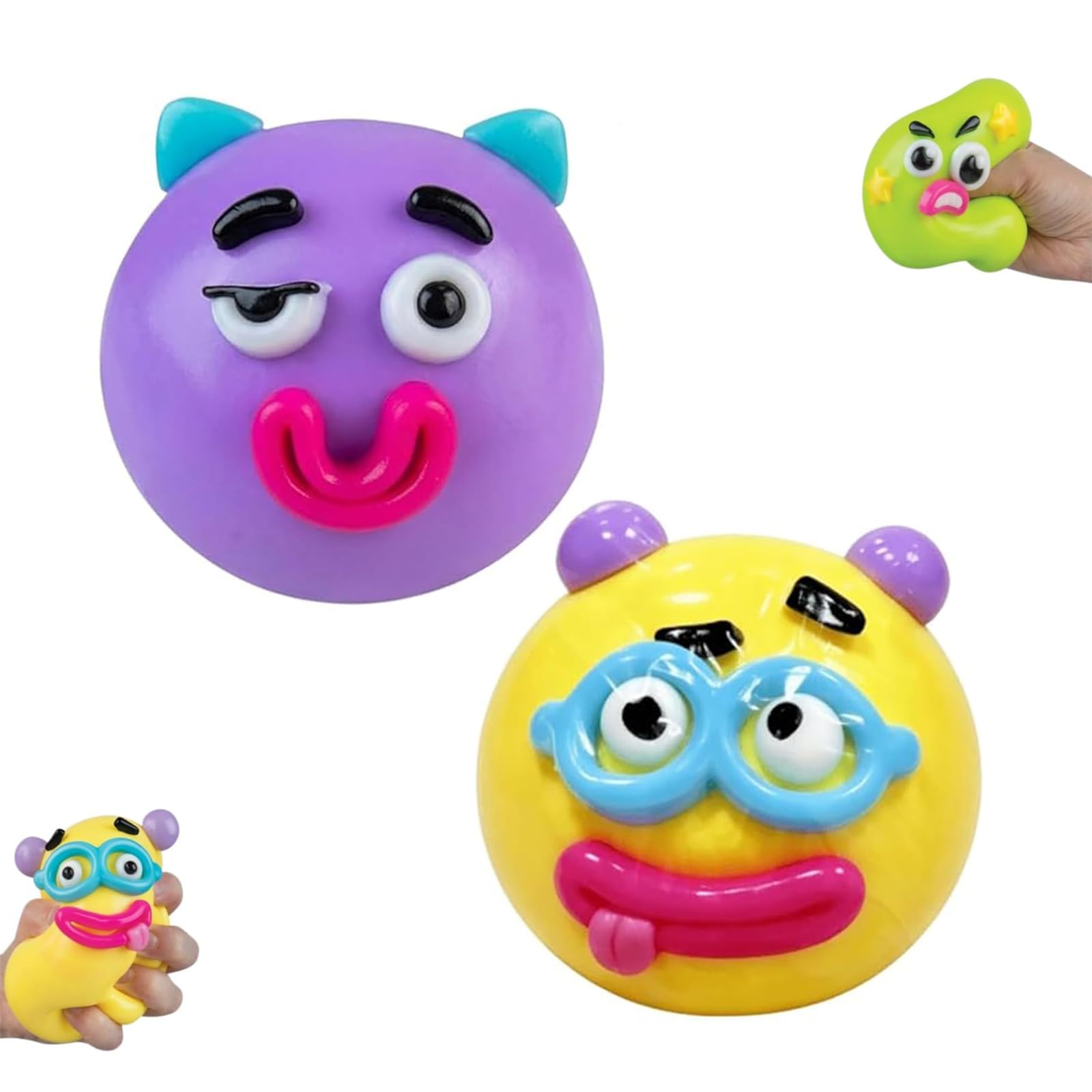 New Smushers Sensory with Interchangeable Faces, Funny Curiosities Smushers Dog Face Swap Squishy, Soft Slow Rise Moldable Sensory Fidget Stress Relief Ball, Desk Accessory for Adults (A6)