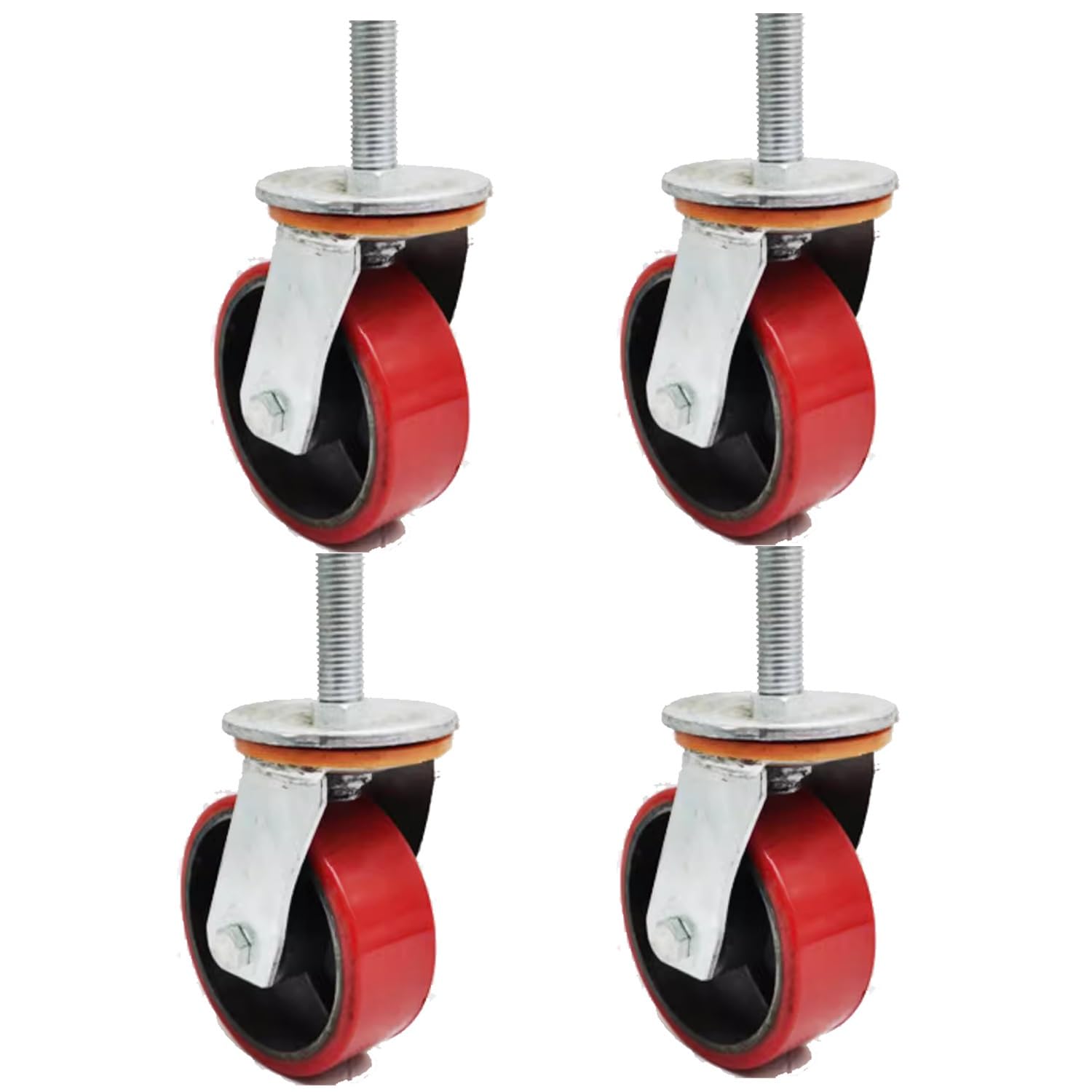 GYEQXKT Industrial Stem Caster Wheels - 100mm Swivel Cast Iron Casters with M16 Thread for Workbench Trolley & Furniture - Heavy Duty Pack of 4