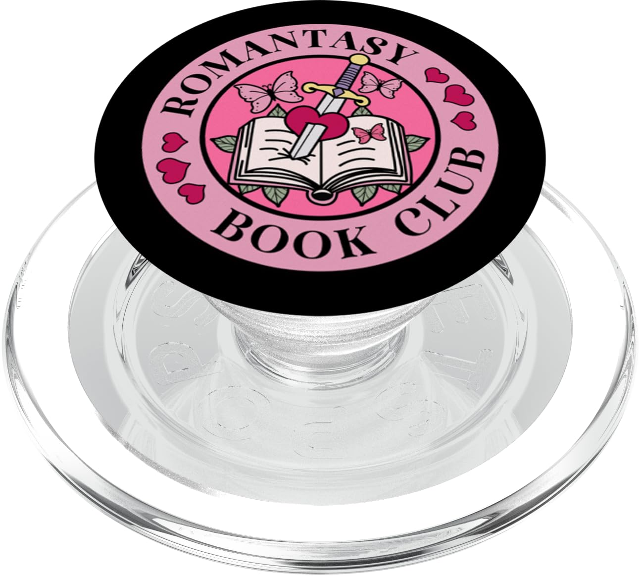 Romantasy Book Club The Reader Bookworm Pink Bookish PopSockets PopGrip for MagSafe, Clear