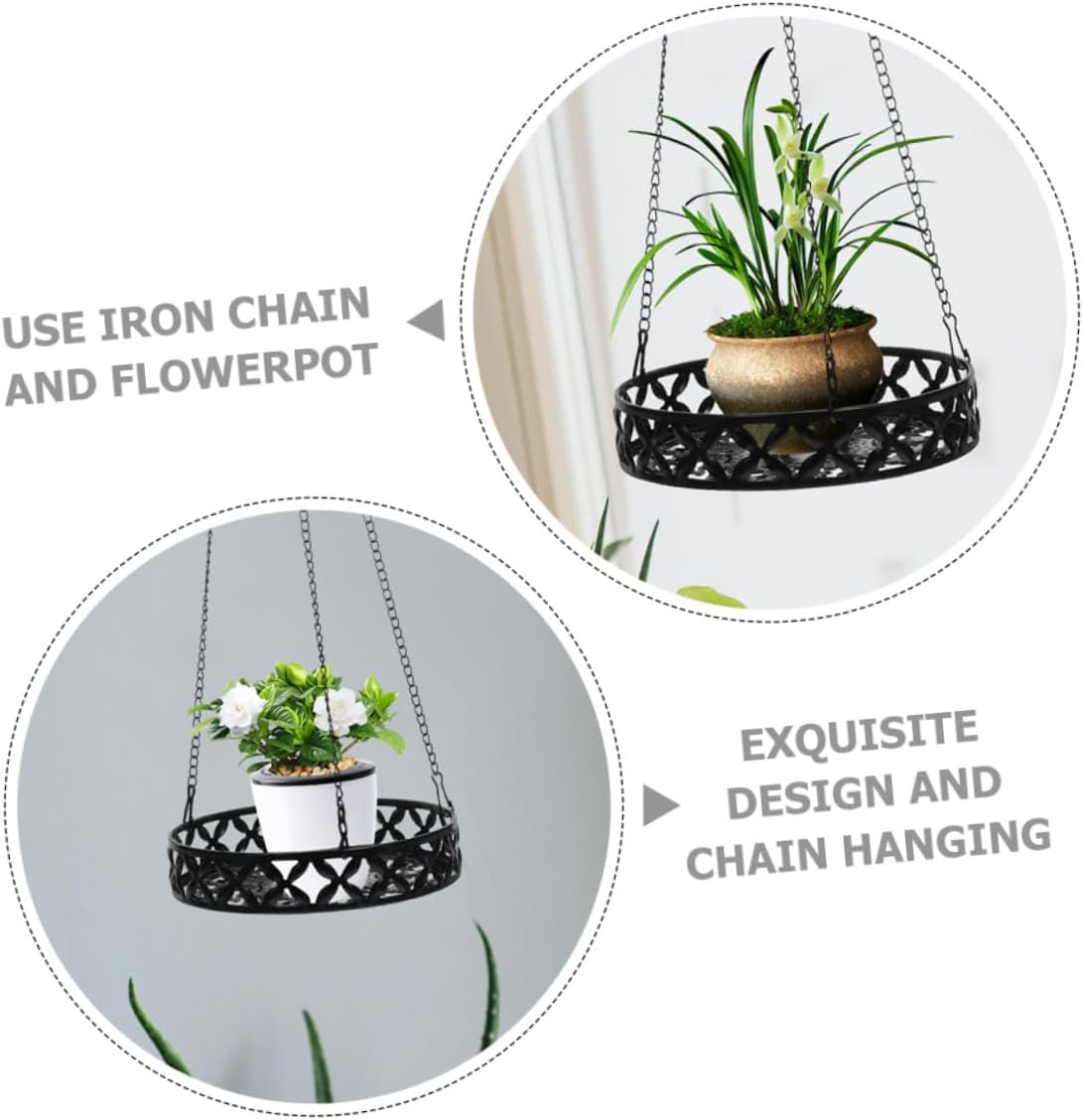 2pcs Outdoor Hanging Flower Pot Holder Iron Chain Rack for Balcony and Garden Planter Stand, Rust-resistant Hanging Flowerpot Storage Rack Suitable for Patio and Indoor Plant