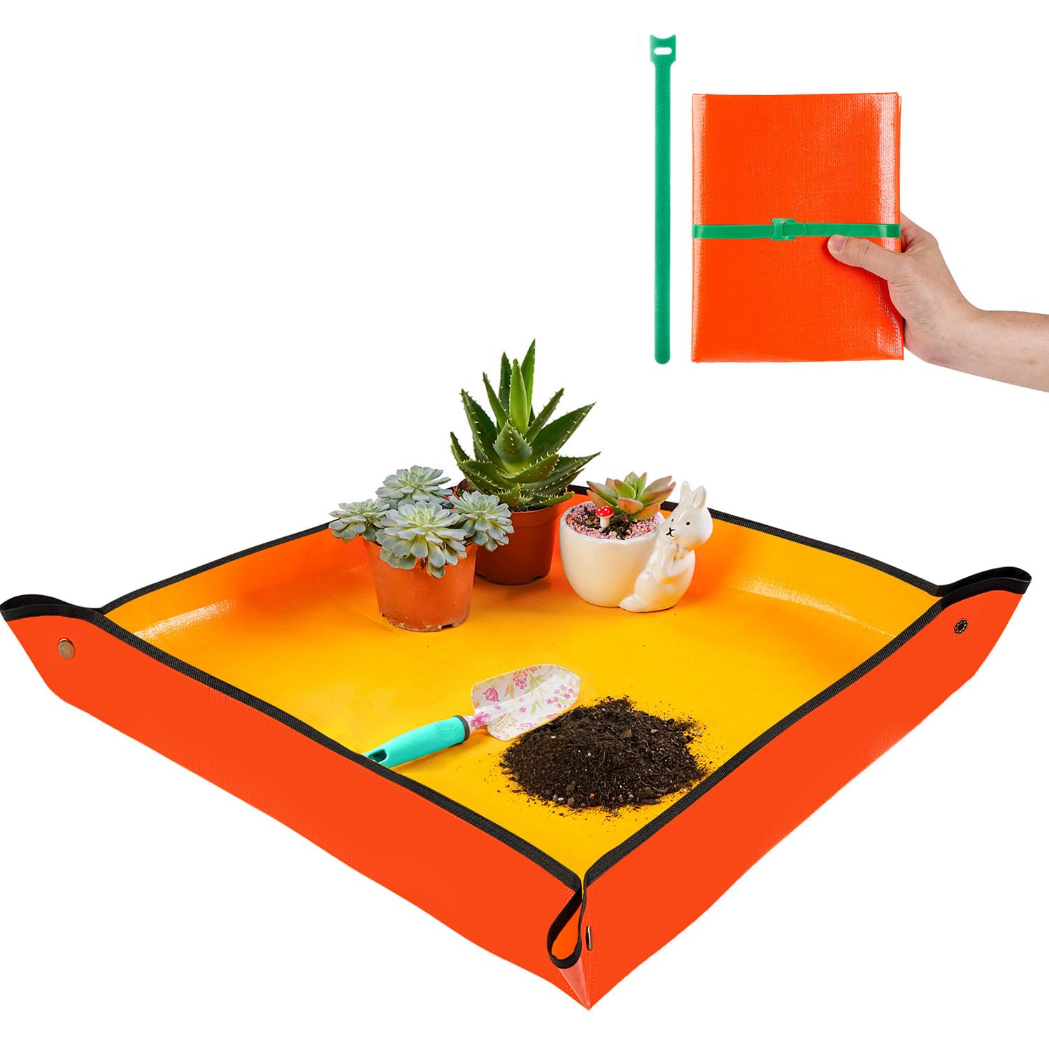 Repotting Mat for Indoor Plant Transplanting &amp; Potting Soil Mess Control, 26.8" X 26.8" Portable Potting Tray Succulent Plant Mat Indoor Gardening Tools Gardener Gifts Plant Gift for Plant Lovers