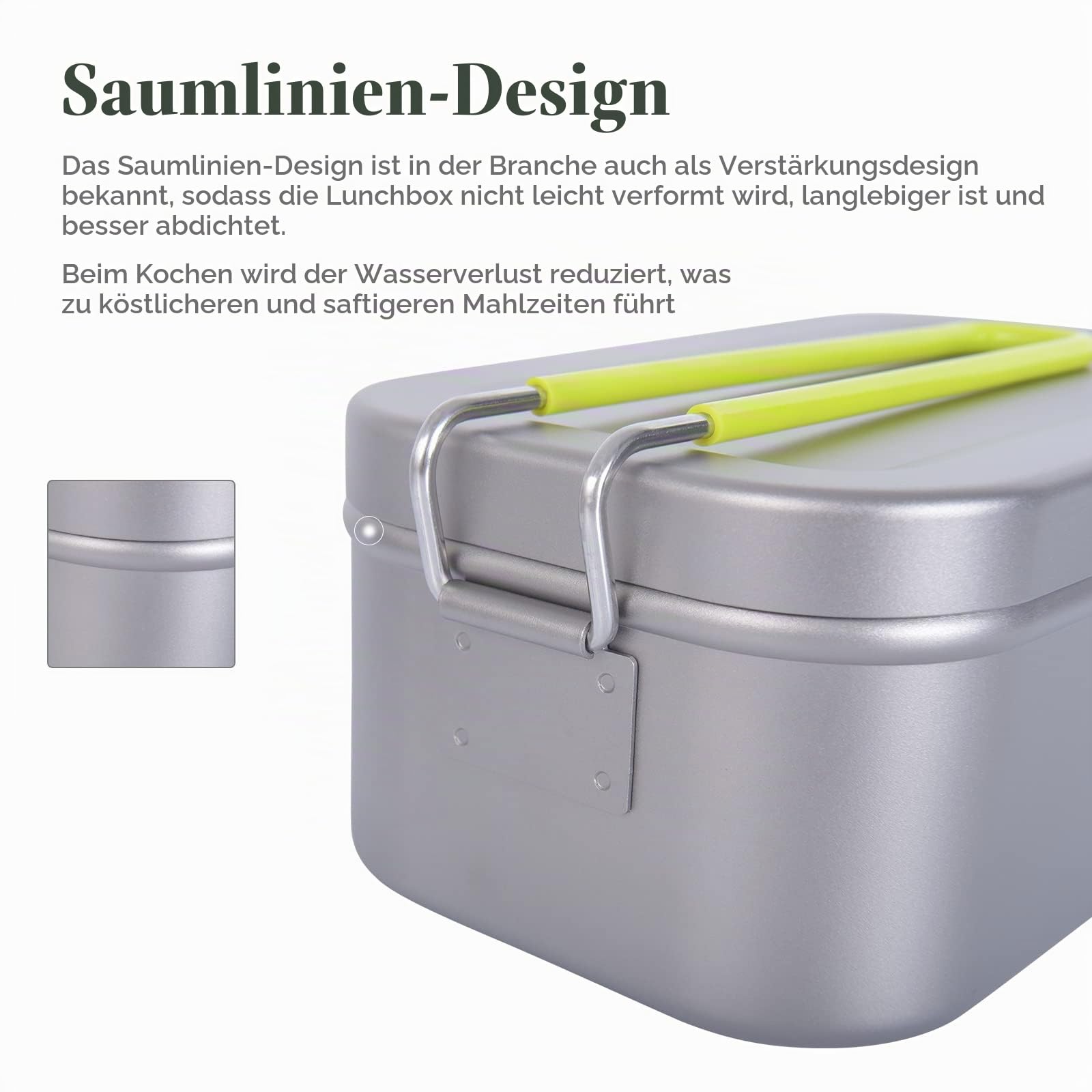 iBasingo 600ml Titan Mess Tin Outdoor Lunch Boxen Camping Pfanne Quadratische Messdose Schüssel Single Layer Bento Tragbares Leichtes Geschirr mit Erbrühungsschutzgriff Mini Dämpfgestell Ti2081C