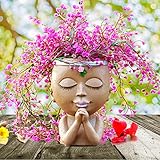 Praying Face Planter, Cute Face Flower Pot Head Planter, Decorative Statue Pot, Unique Planters with