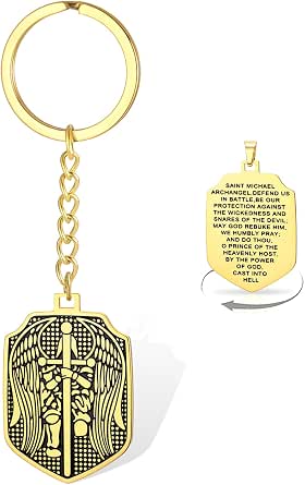 VASSAGO Saint Michael Keychain St Michael the Archangel Pendant ...
