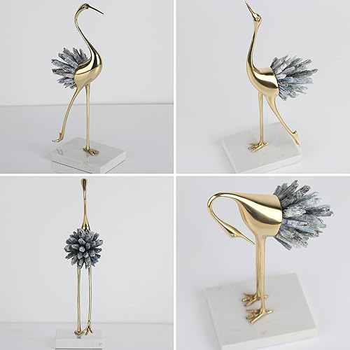Miniatura 5 de suruim Acentos de decoración dorados, estatuas de pájaros de latón, decoración del hogar, adornos modernos de cristal para sala de estar,