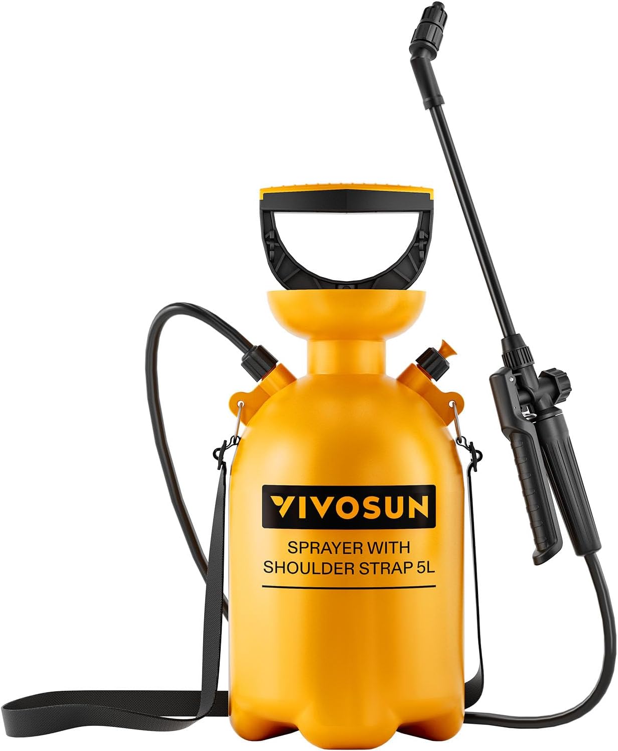 VIVOSUN 5L/1.3Gal Pump Pressure Sprayer, Pressurized Water Spray Bottle with Adjustable Shoulder Strap, Adjustable Nozzle, Safety Valve & Additional Seals, Ideal for Watering, Fertilizing, Cleaning
