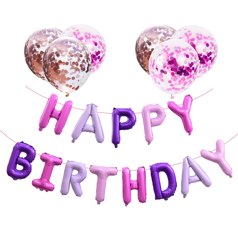 Buy Skystuff Birthday Balloons, 19Pcs Purple Pink Birthday Party