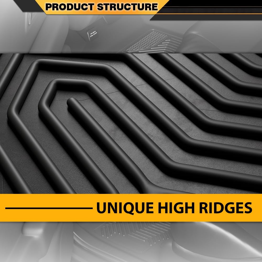 G-PLUS Floor Mats Cargo Liners Compatible with Ford F250 F350 SuperCab 2012-2016, 1st & 2nd Row Black Floor Liners, All Weather Protection TPE Mats - Image 6