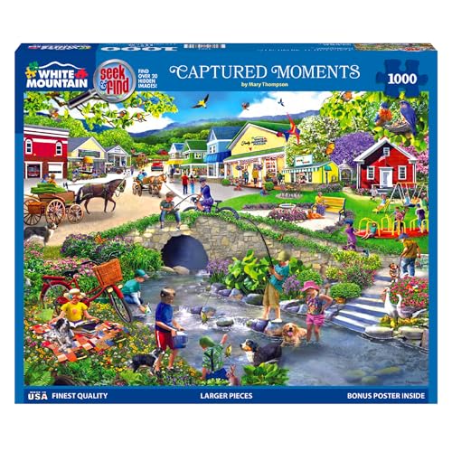 Rompecabezas de 1000 piezas White Mountain, Captured Moments Seek & Find | Piezas grandes, regalo para adultos y familia, 24" x 30", escena veraniega miniatura 3