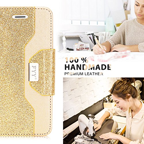 Fyy Leather Case With Mirror For Iphone 6S Plus/Iphone 6 Plus, Leather Wallet Flip Folio Case With Mirror And Wrist Strap For Iphone 6S Plus/6 Plus Lightyellow #TOP2