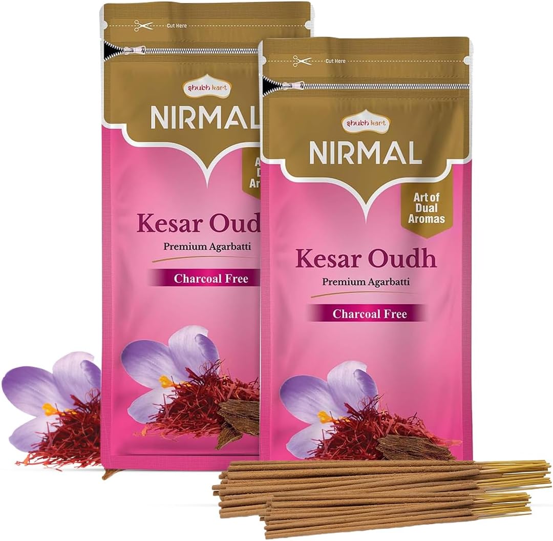 Kesar Oudh Incense Sticks - Pack of 2 Incense, 200 Sticks Saffron Agarwood Incense Sticks