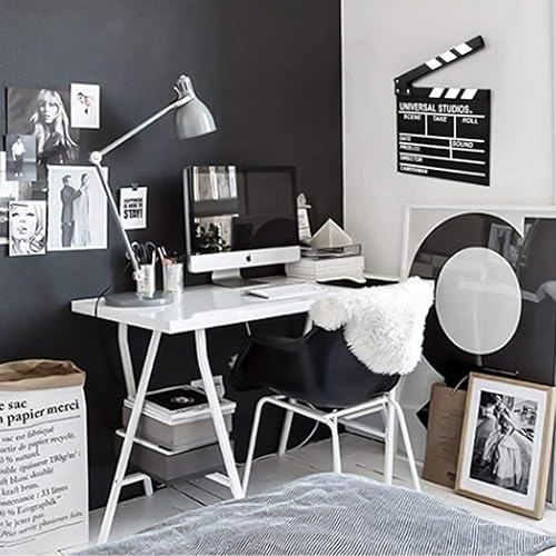 Miniatura 5 de BIGOTTERS Tablero de aplauso de película de película, 12 x 11 pulgadas, tablero de madera de Hollywood, accesorio de tablilla de película con blanco