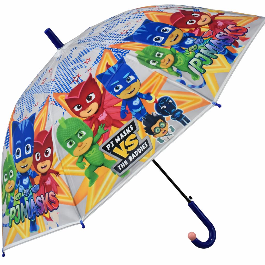 PJ Masks Kids Umbrella – Clear Rain Umbrella for Boys & Girls, Lightweight Child Umbrella with Hook Handle, Cute Cartoon Design for Toddlers & Kids, Dark Blue Cartoon Umbrellas for kid-image-23