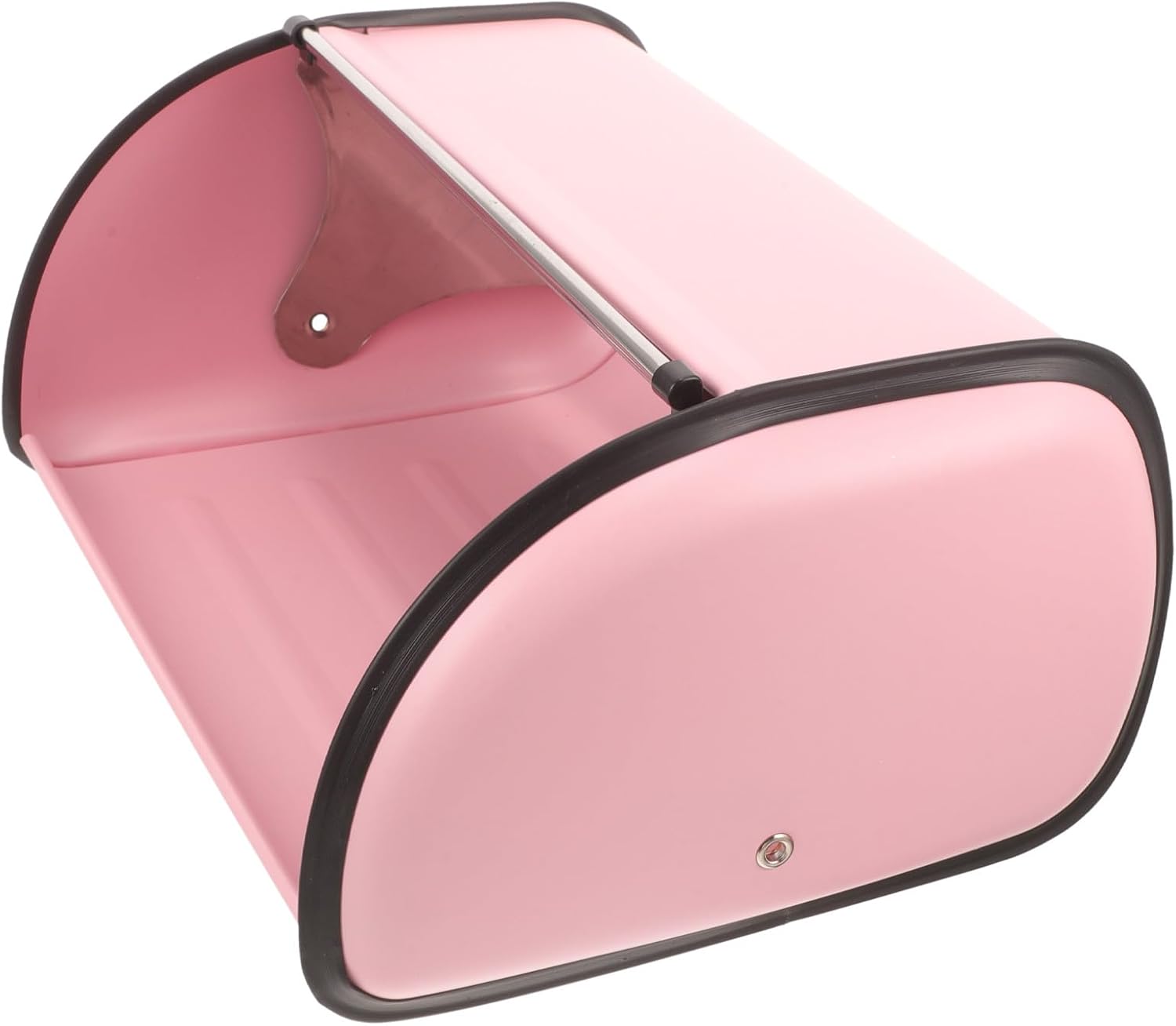 Kitchen Bread Container Metal Bread Box with Mirror Finish Stainless Steel Pink Lid and Fresh Keeping