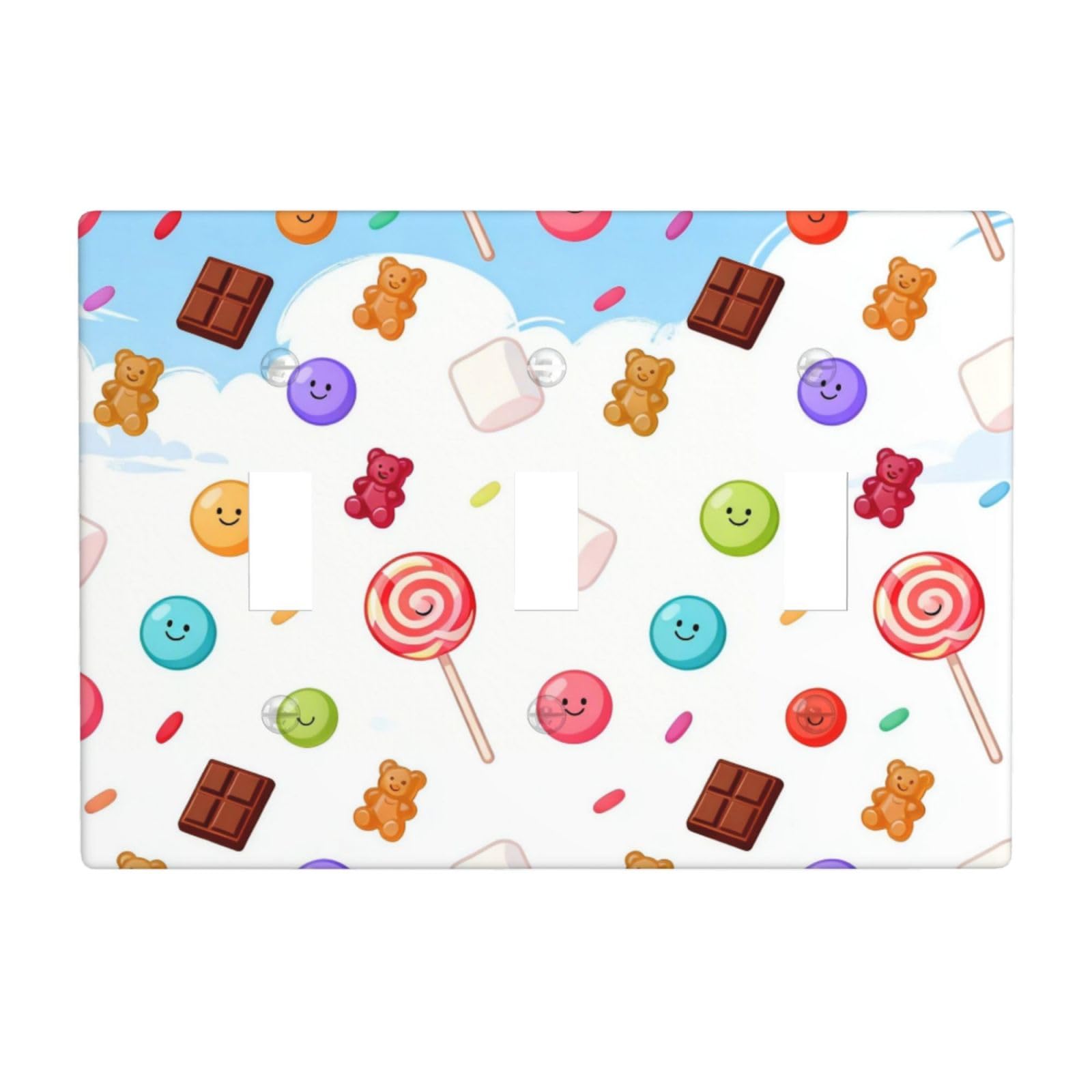 Candy Face 3 Gang Switch Plate Cover-Unbreakable Polycarbonate Wall Plate, Heat Resistant Toggle Switch Decor for Home