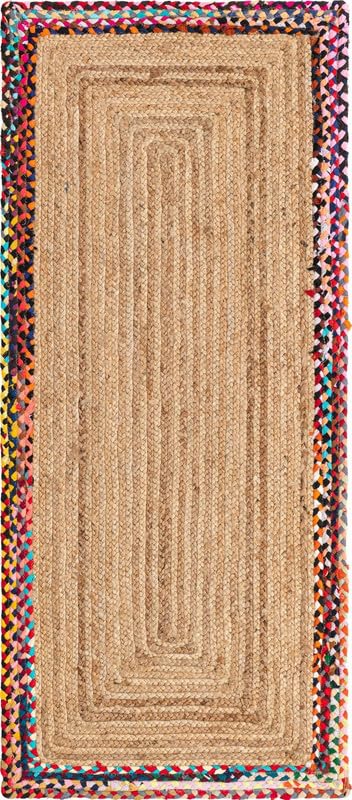 Tapis multi-coton et jute naturelle grand format salon rustique - 2