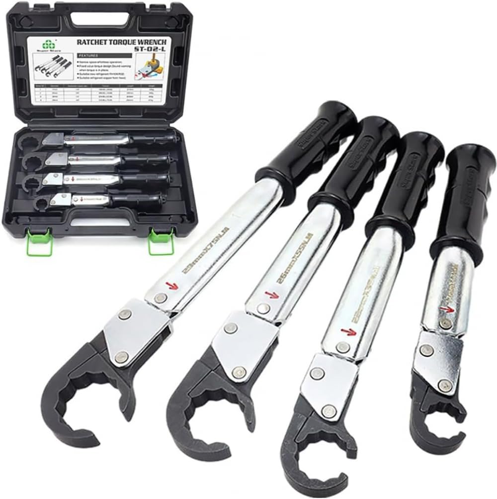 Kit De Llave Dinamométrica De Trinquete, Llave De Servicio HVAC Ajustable De 18-75 NM, Herramienta De Reparación De Aire Acondicionado, para Tubo De Cobre De 1/4", 3/8", 1/2", 5/8"