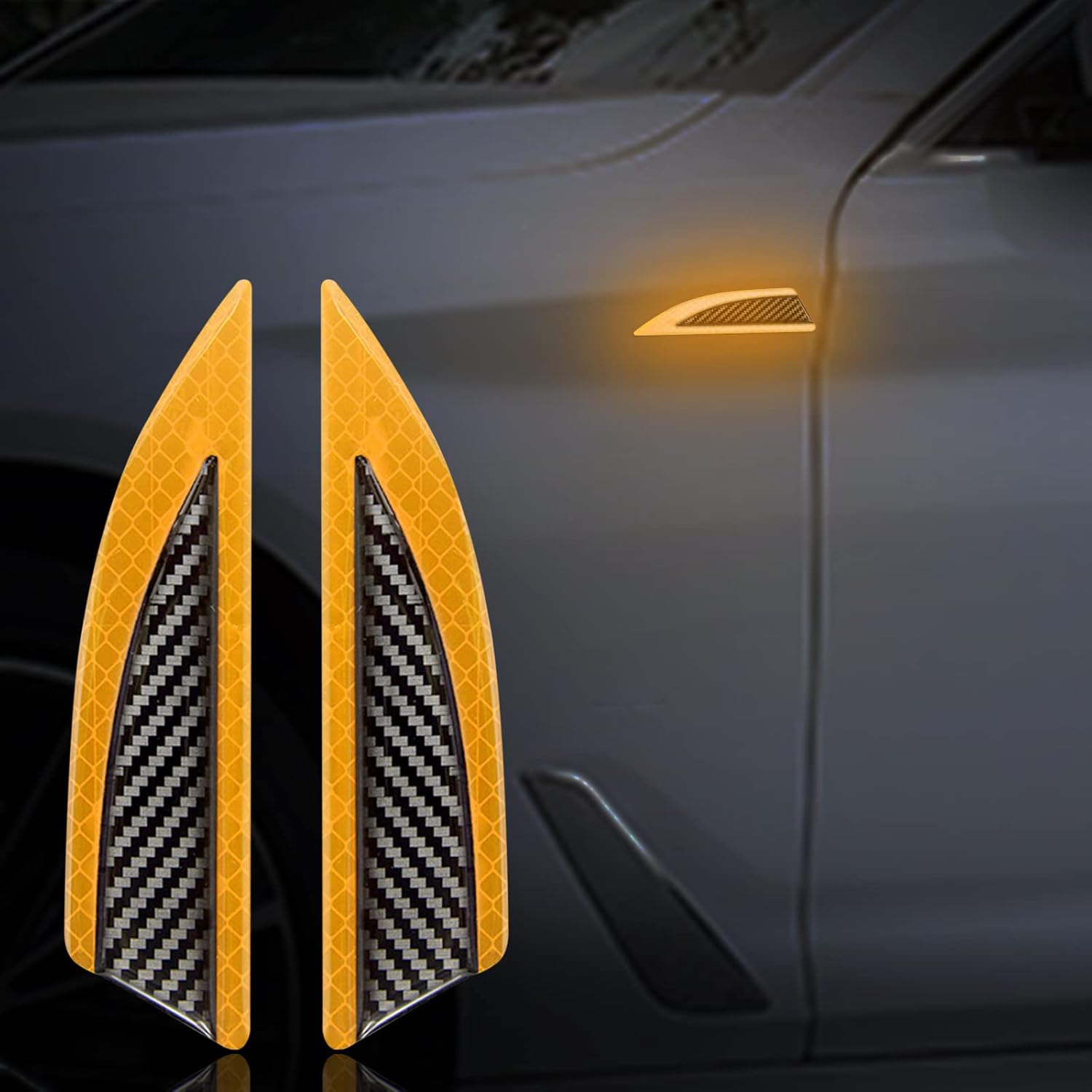 Kelenate® (Yellow) 2PCS Carbon Fiber Car Fender Stickers Decal