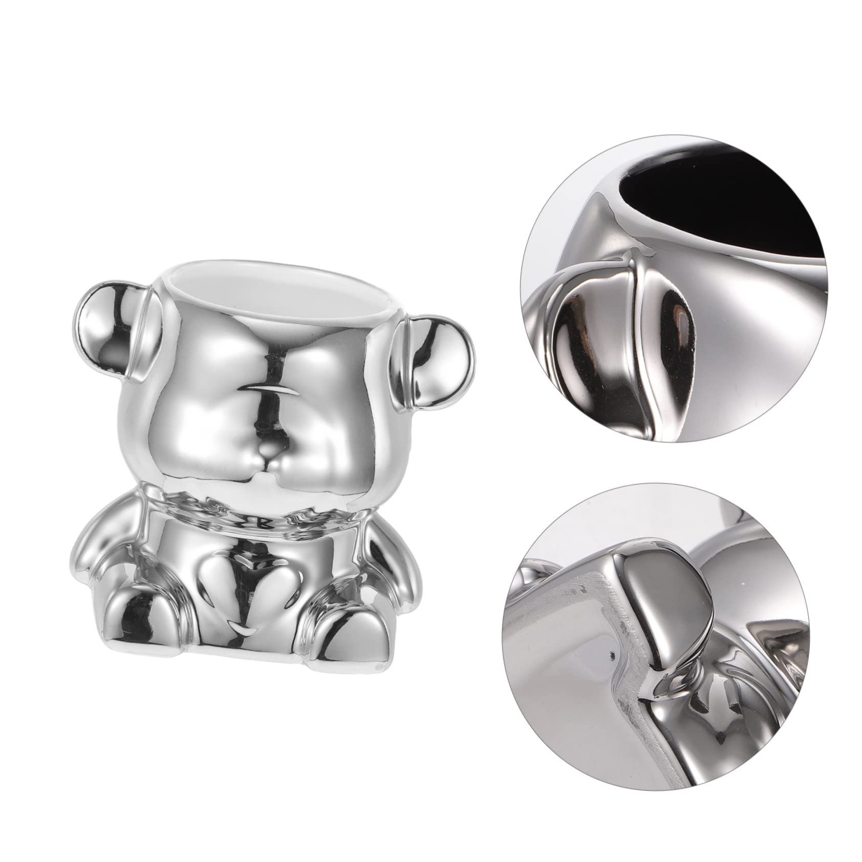 Cabilock Ceramic Bear Shaped Spoon Storage Holder Decorative Kitchen Utensil Organizer for Countertop Modern Kitchen Decor Neat Stylish Cutlery Holder for Forks Spoons Chopsticks