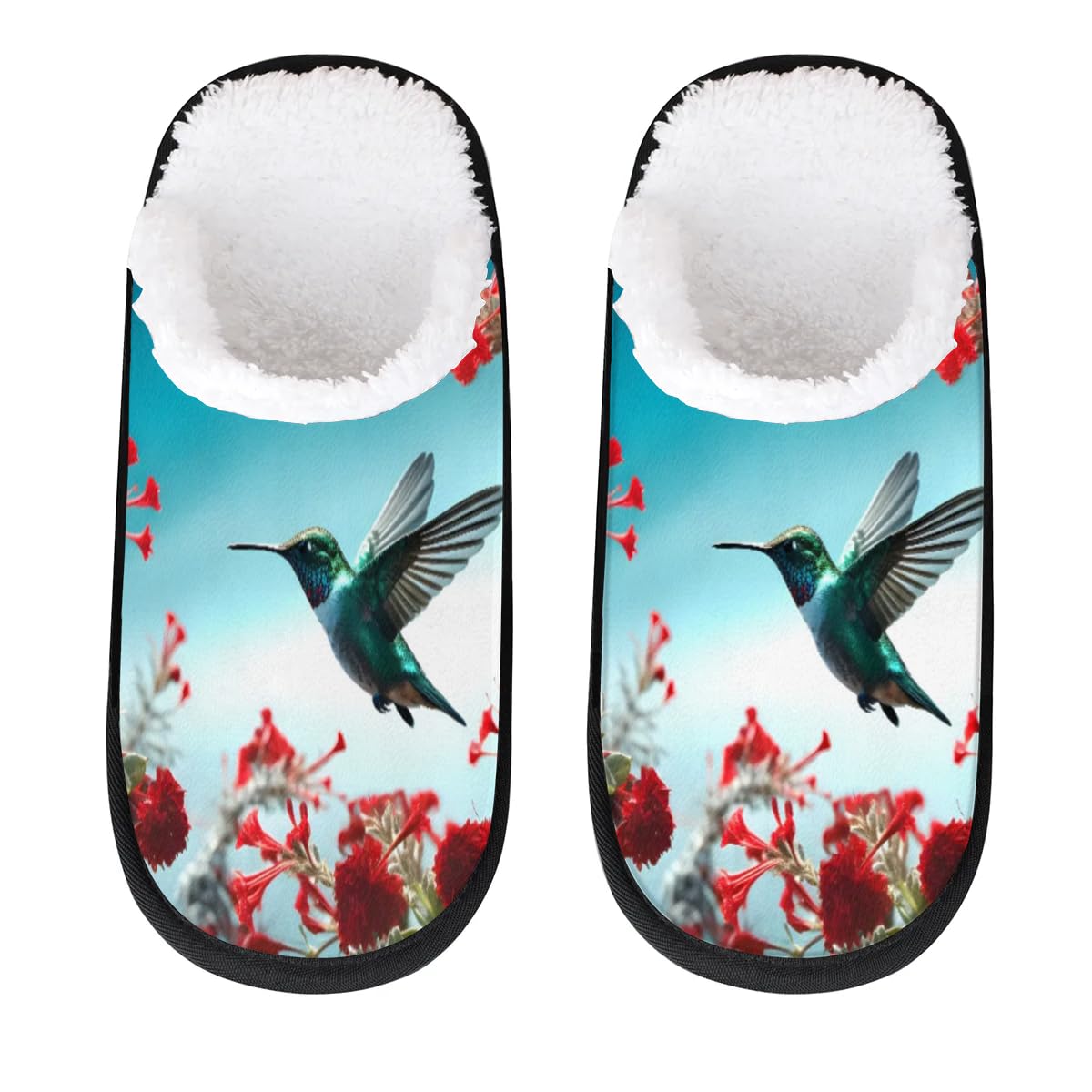 Hsnar Hummingbirds Birds Spring Non Slip House Slippers for Women Indoor Slippers for Men Soft House Shoes Spa Slippers, M