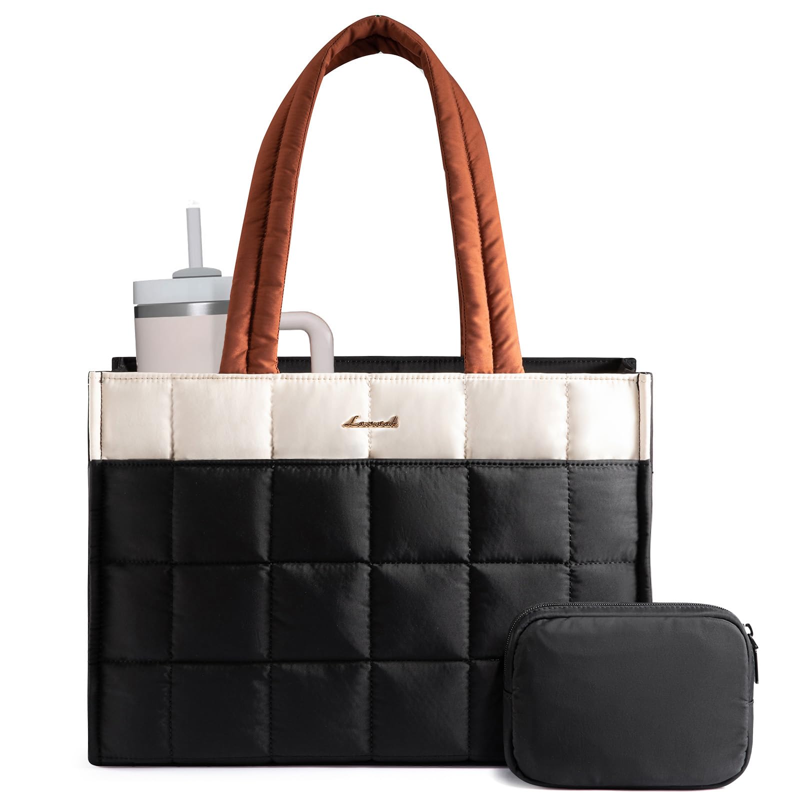 LOVEVOOK Handtasche Damen Shopper Tasche, Puffer Laptoptasche 15,6 Zoll Arbeitstasche Aktentasche, Groß Tote Bag Women Lehrertasche Schultasche Schultertasche Handbags für Uni Business Schule