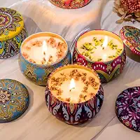 Kit Velas Aromáticas em Lata Decorativa 3 Unidades Cera Natural de Coco e Soja Perfumada