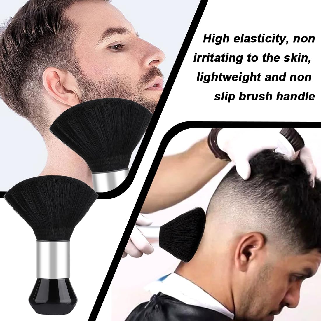 2 pezzi Barbiere Collo Spazzola, Pennello da Parrucchiere per Salone per il barbiere, per la pulizia dei capelli, per la rimozione della polvere, colore(Nero)