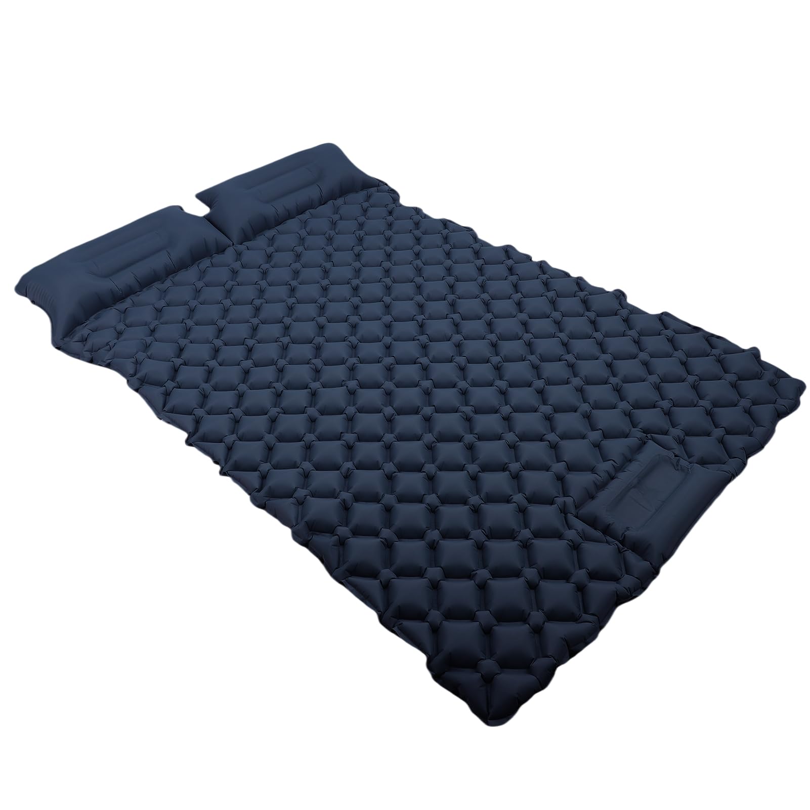 Podwójna Karimata na Kemping Lekka, Samopompująca Mata Kempingowa do Użytku na Zewnątrz 2 Osoby Nylon 40D 123 Cm X 190 Cm (Niebieski)