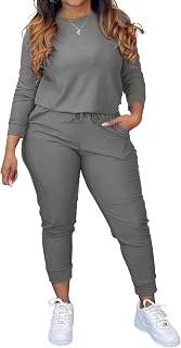Women Two Piece Outfits Casual Sweatsuits Tracksuit Solid Lounge Jogging Sweat Suits Matching Jogger Pants Sets