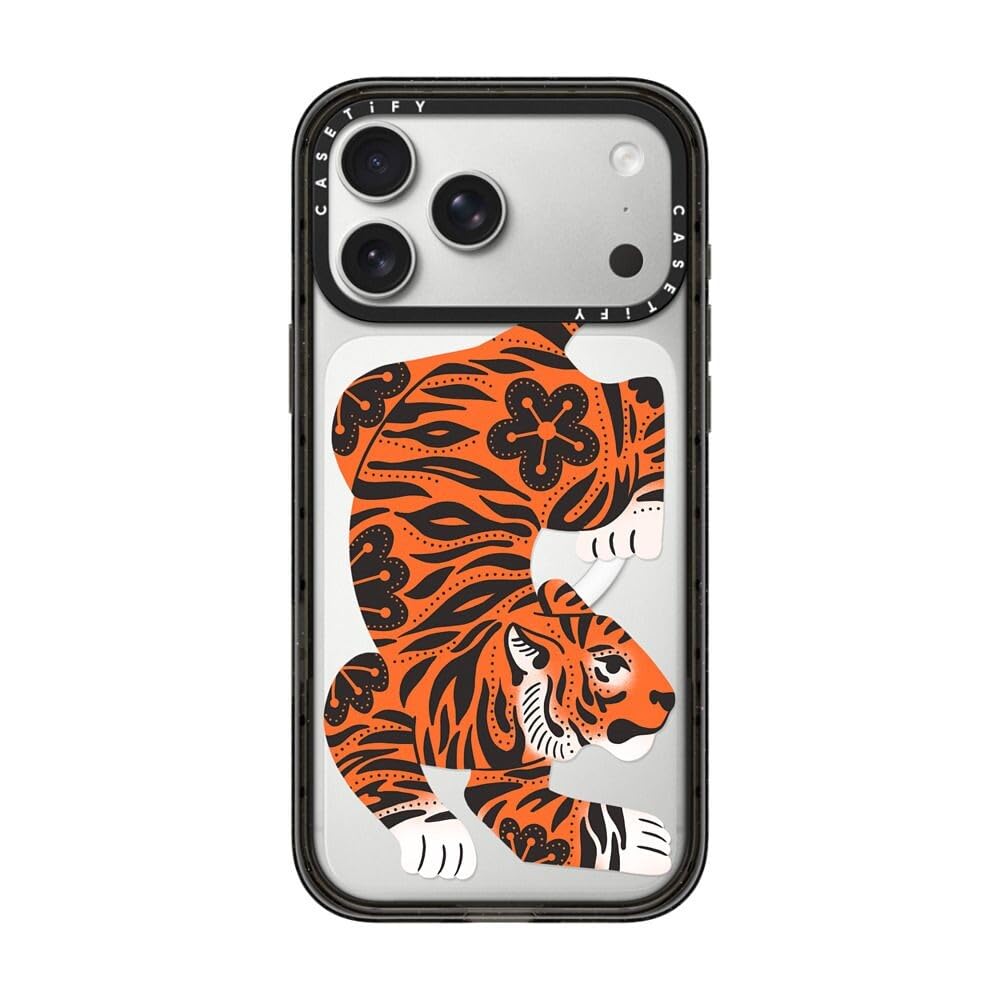 CASETiFY インパクトiPhone 17 Pro Max ケース [MagSafe対応/薄型 軽量/耐衝撃] - Fierce Tiger - クリア ブラック
