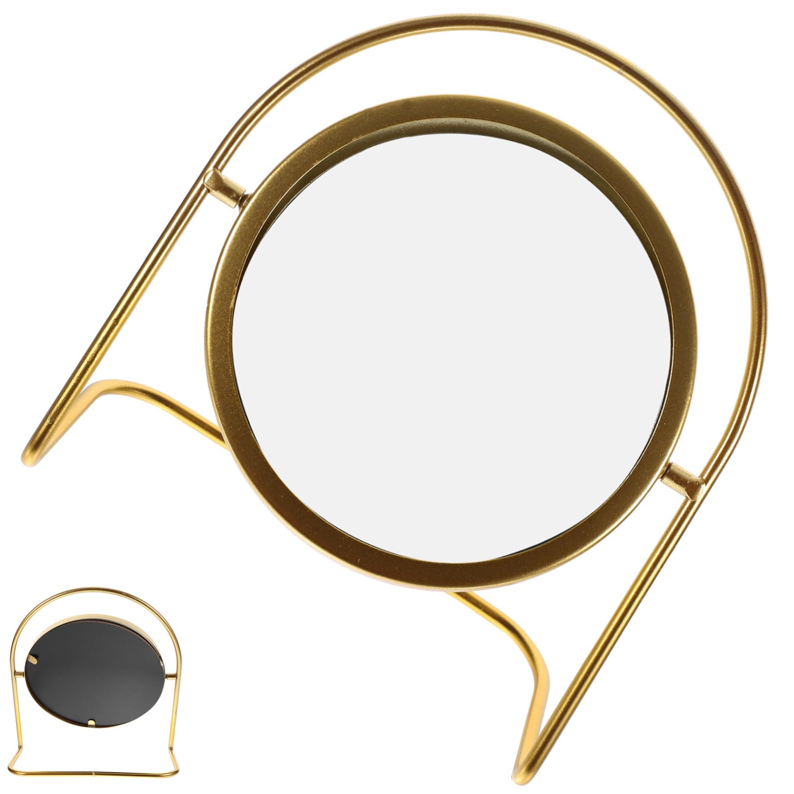 Kosmetikspiegel Für Schreibtisch Kleiner Tischspiegel Vintage-Spiegel Mit Standfuß Metallspiegel Für Make-up Und Rasieren