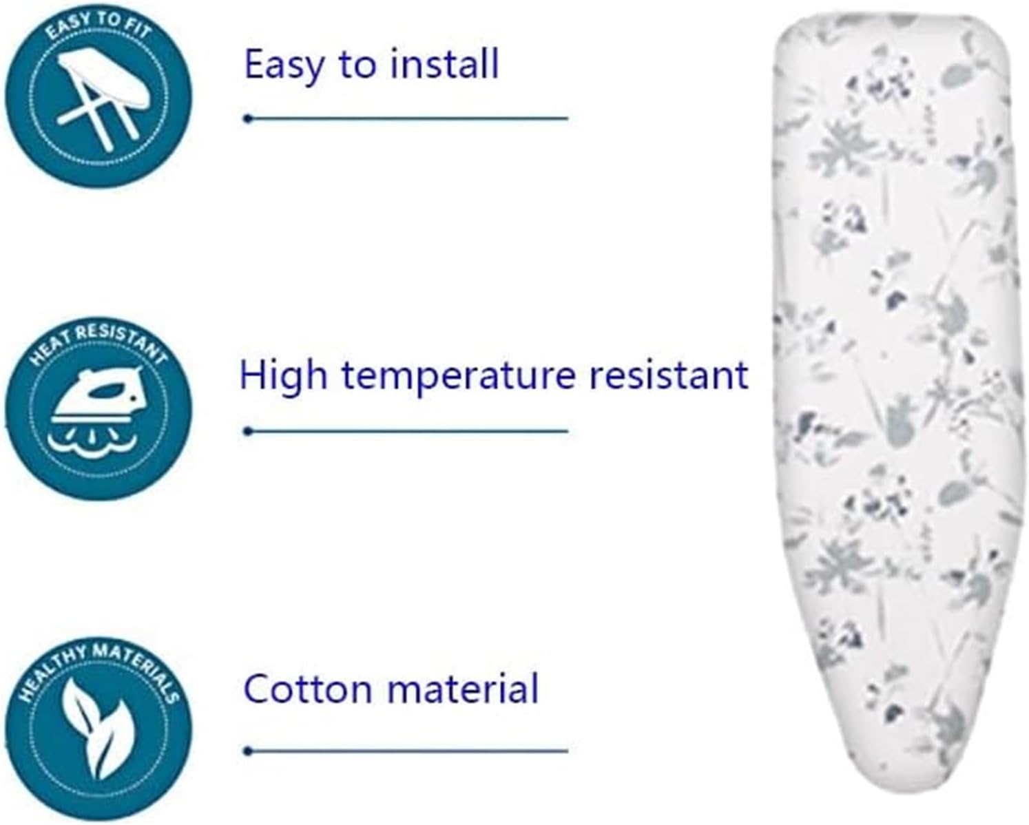 Ironing board cover, Natural Cotton Ironing Board Protective Replacement Covers, With Drawstring(Dots)
