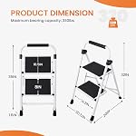 Sweetcrispy 2 Échelle d'étape, tabouret pliant avec large pédale antidérapante, 800lbs Échelle en acier robuste, Poignée rembourrée pratique, légère, Écheau d'étape en acier portable, noir mat