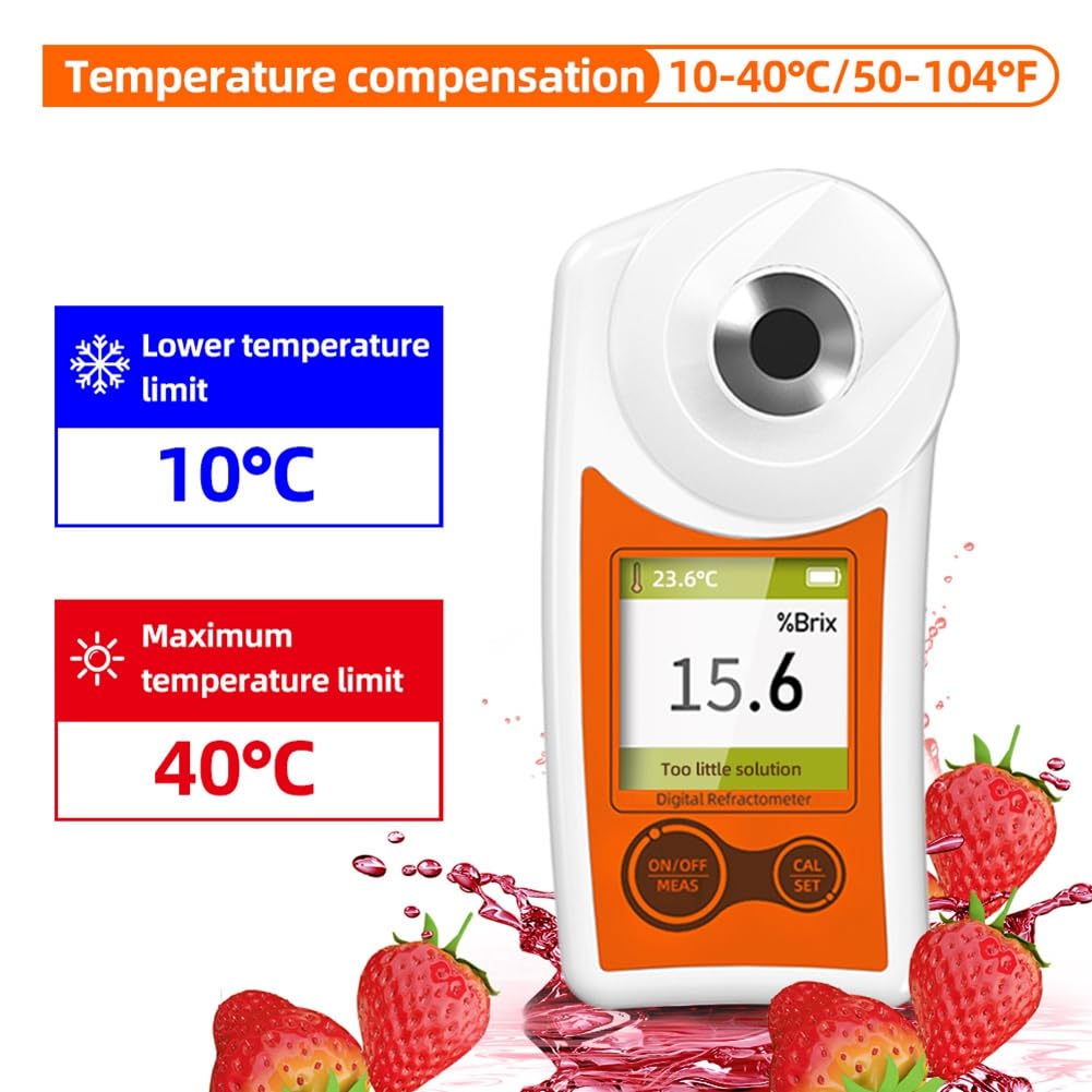 Medidor de Azúcar Medidor de Azúcar Fruta Pantalla Digital Portátil de Alta Precisión Índice de Refracción Instrumento de Detección de Azúcar Naranja