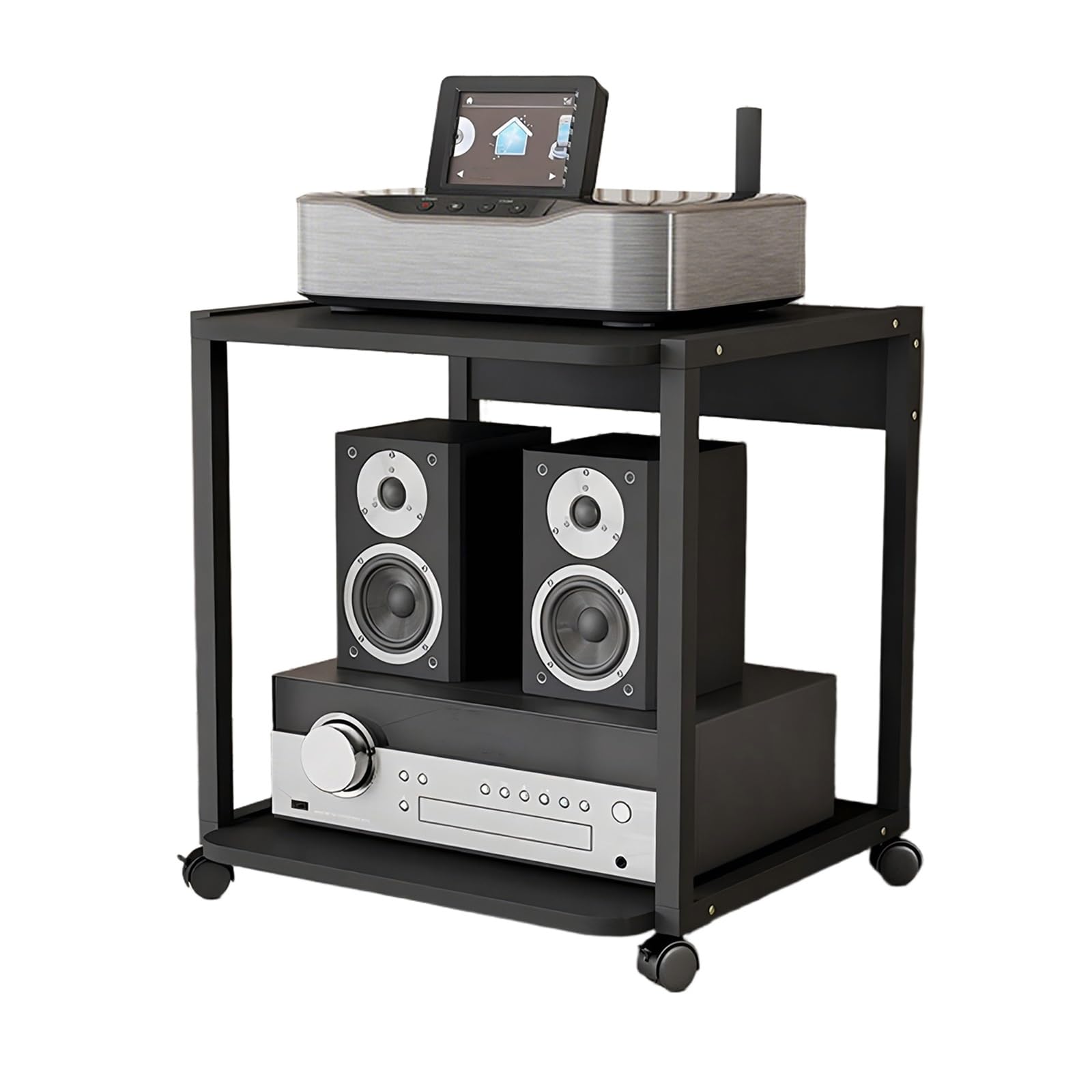 Moderner TV-Ständer, multifunktionales Entertainment-Center, 2-stöckig, AV-Media-Player-Regal, offenes Design, Netzwerk-Rack für IT- und AV-Geräte (50 cm)