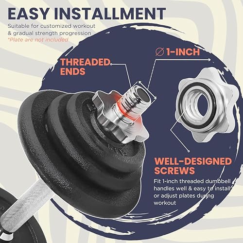 Miniatura 6 de A2ZCARE Asas de mancuernas estándar, asas de mancuernas de 1 pulgada, asas ajustables de 1 pulgada, par de placas de peso de 1 pulgada, múltiples