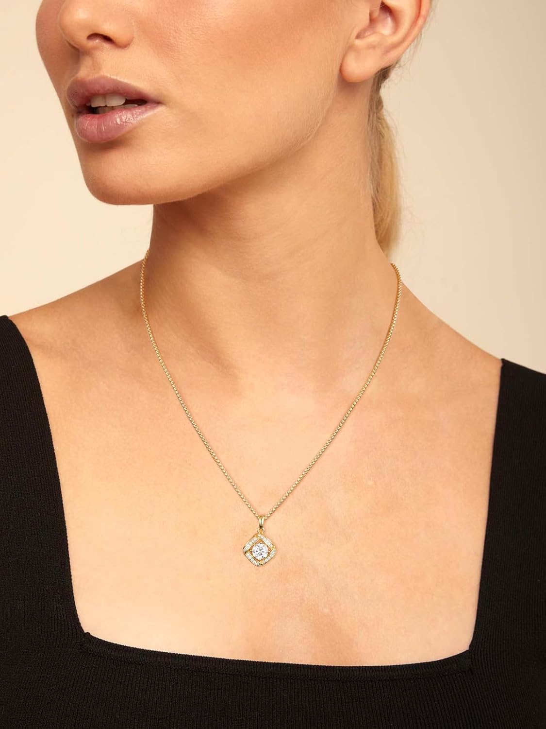 D Color 0.53ct/1.24ct/1.72ct/1.2ct Moissanite Necklace for Women Men, 925 Sterling Silver Chunky Circle/Triangle/Square Pendant, Birthday Christmas Valentines Jewelry, 16-20 Inch Box Chain Adjustable - Image 2