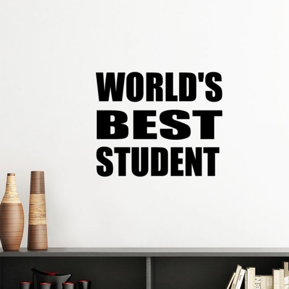 Sticker mural citation du monde meilleur étudiant autocollant amovible décoration murale verte