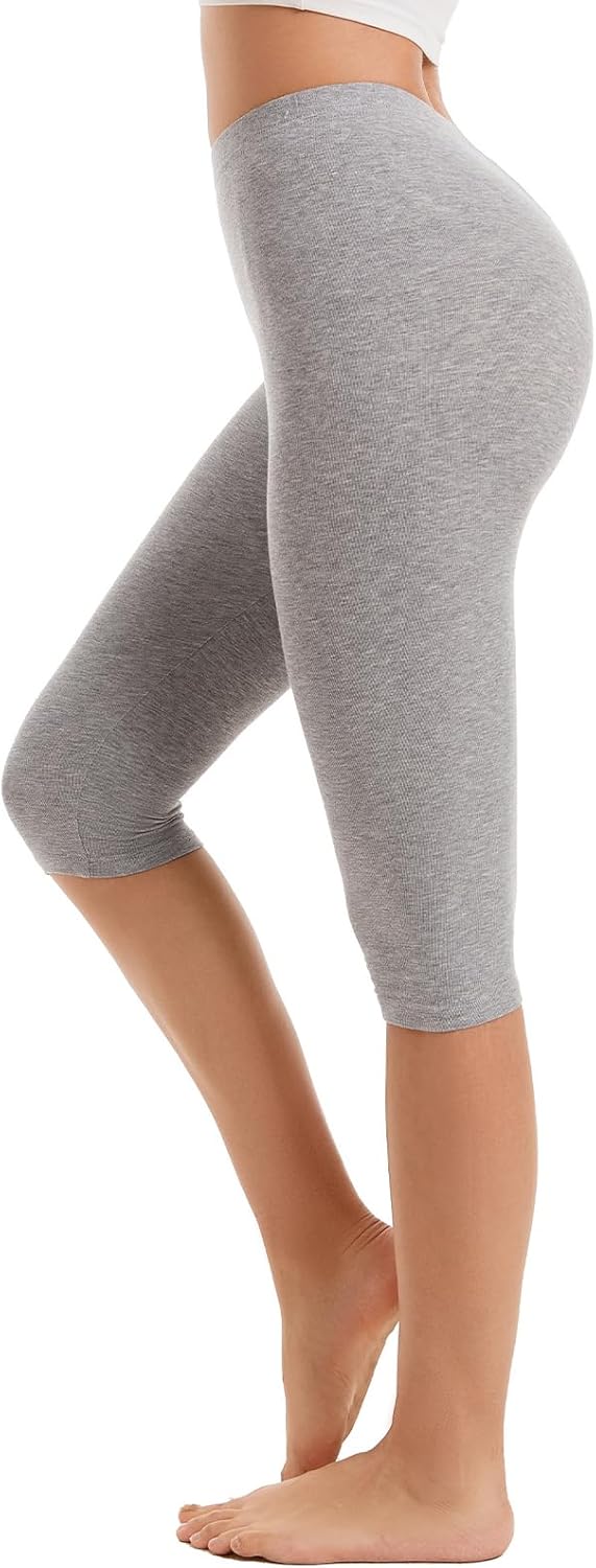 Vinconie Women Knee Leggings 3/4 Capri Cropped Leggings Under Skirt Shorts - Image 7