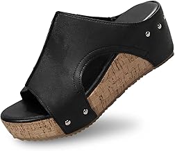 Dasongff Sandales Femmes été Confortable Mules en Cuir pour Femme Sandales Mode Bout Ouvert Compensées Plateforme Pantoufles Premium Orthopédiques Vintage Chaussons de Plage d'été