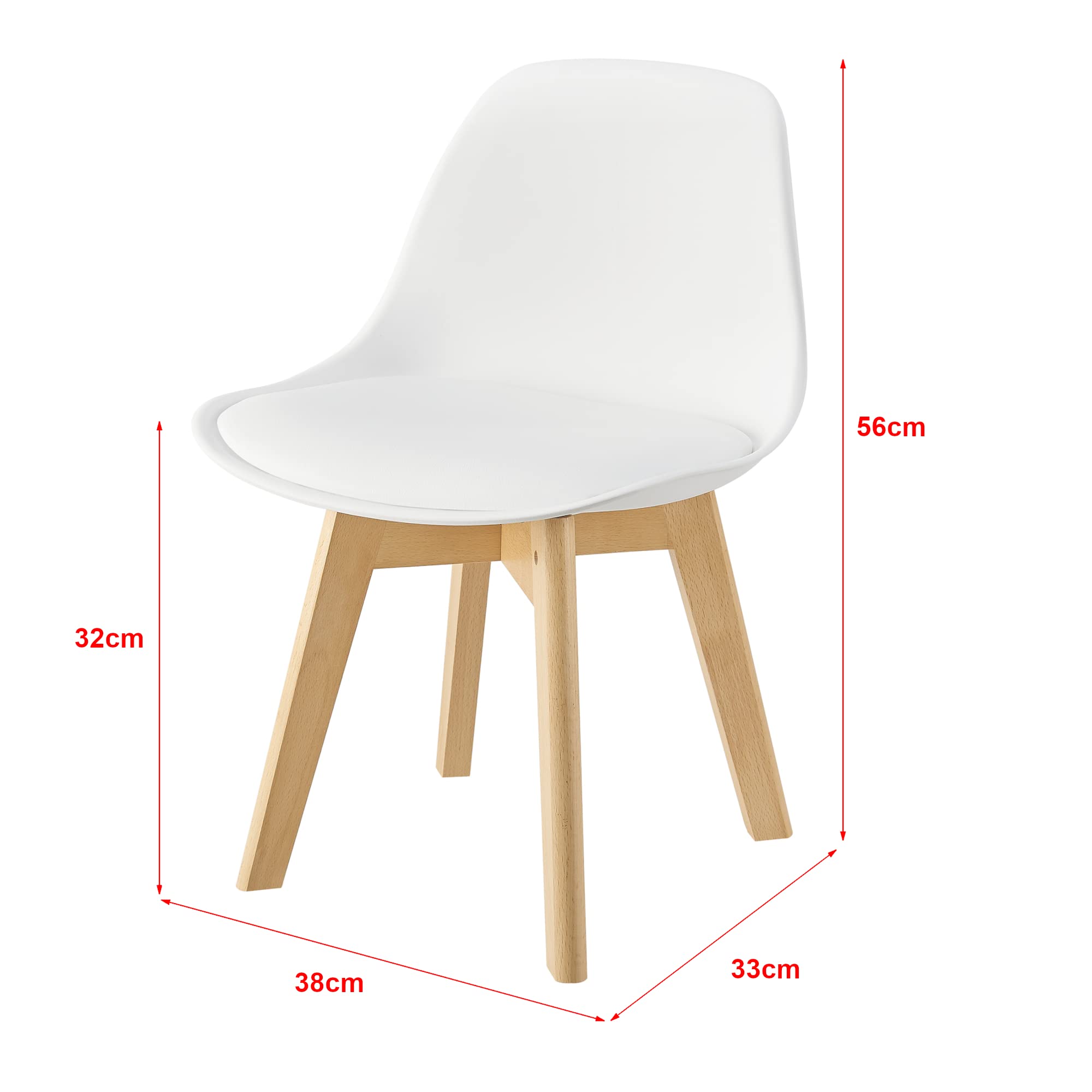 [en.casa] Set di 2 Sedie per Cameretta 2 Sedie per Bambini Altezza Seduta Imbottita 32 cm Mobili a Misura di Bimbi Sgabelli - Bianco