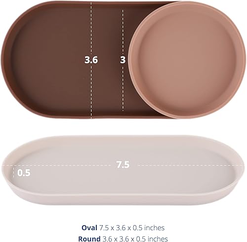 Miniatura 3 de Blue Ginkgo Mini bandejas de silicona, juego de 6 organizadores fáciles de limpiar para baño, cocina, escritorio, tocador y cosméticos (marrón,