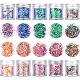 Onwon 10 Boxes Chunky Glitter Makeup Set. Colorful Mixed Cosmetic Glitters Flakes for Eye Shadow Body Nail Face Lips Hair Iridescent Flakes Cosmetic Paillette Sparkles Slime Supplies Powder Sequins