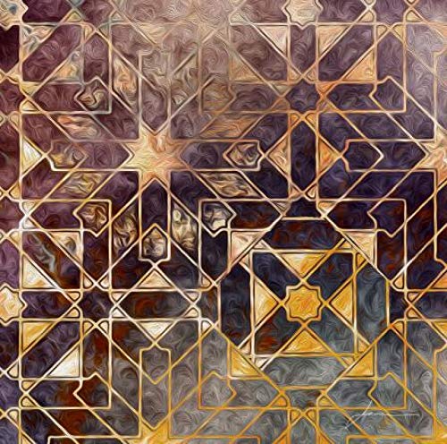 Art mural peinture abstraite géométrie dorée pour salon moderne
