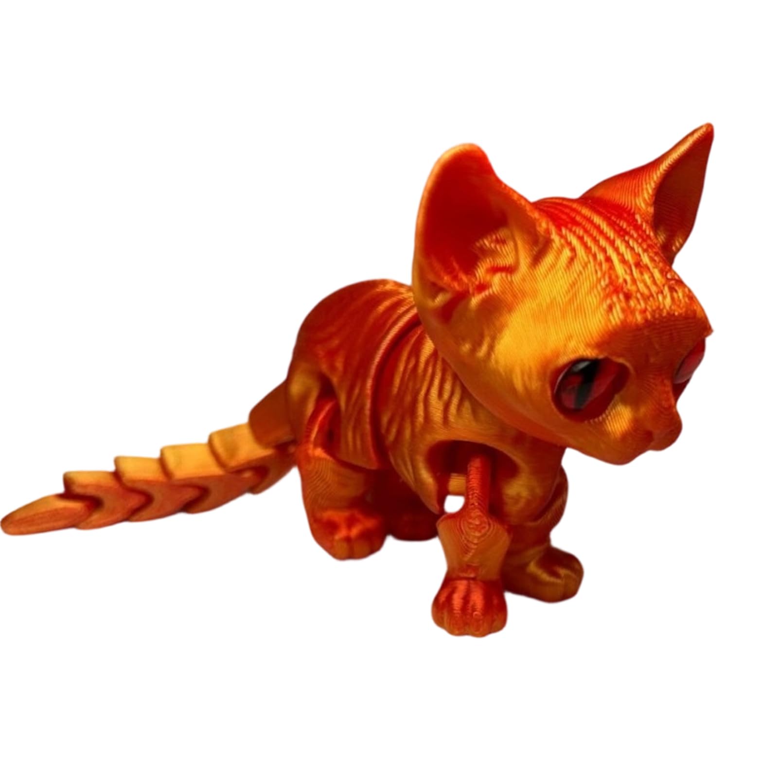 ordinarYone 3D Printed Cat Flexible Joint Articulated Cat Fidgets Toy Desktop Pet Ornament Realistic Hairless Cats Figurines Statues